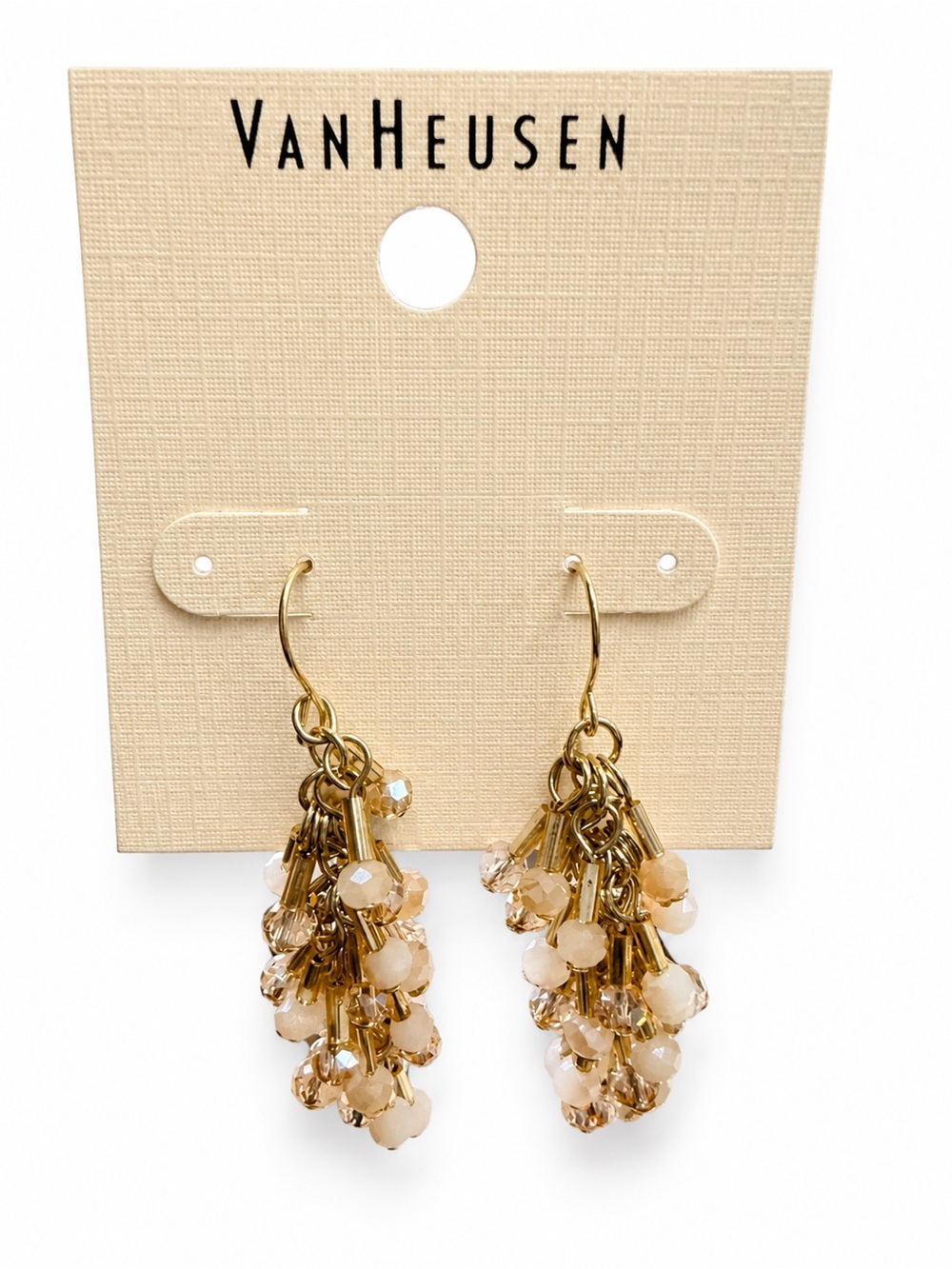 Van Heusen Gold and Beige Cluster Drop Earrings